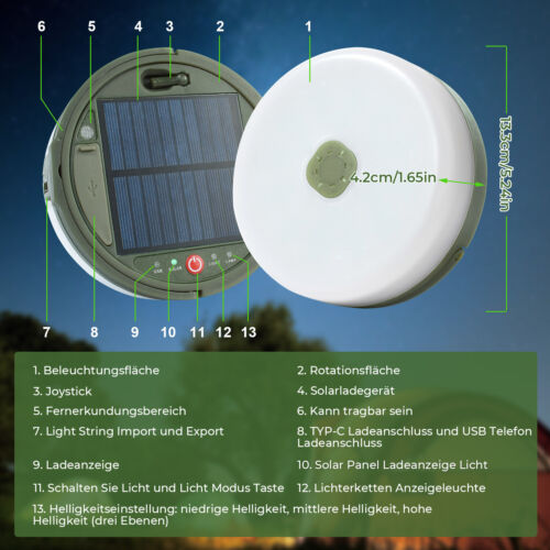Catena Luminosa USB Campeggio Avvolgibile Catena Luminosa LED Impermeabile Solare Portatile - Foto 28 di 29