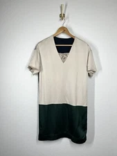 The Row Viscose Satin Shift Mini Dress Size 6 Color Block Short Sleeves