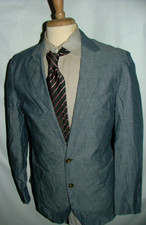 NEW WT J.CREW BLAZER SIZE 40 R SLIM FIT HIGH COMFORT COTTON LINEN BLUE 130