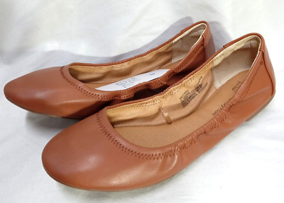 Time and Tru Women's Size 8 Cognac Scrunch Ruched Trim Slip-On Ballet Flat