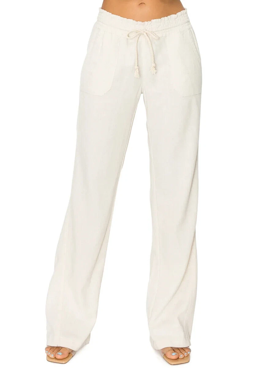 Women's Drawstring Flared Oceanside Linen Pants - CALI 1850