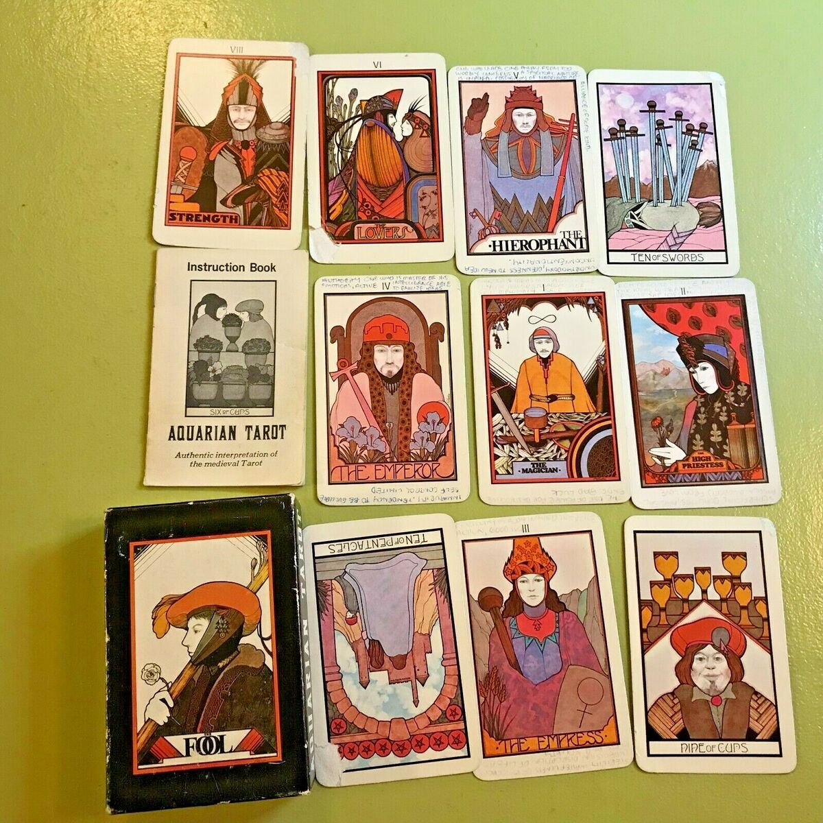 Vintage 1970 Aquarian Tarot Cards Deck Set Box Book Morgan Vintage 1970 Aquarian Tarot Cards Deck Set Box Book Morgan