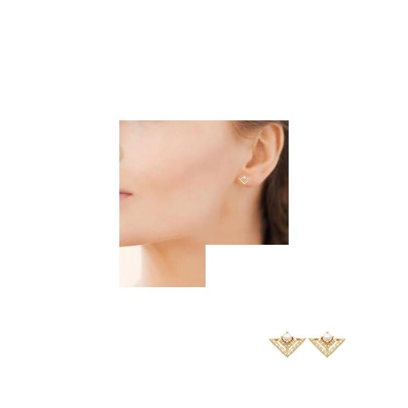 Boucles d'oreilles perles et oxydes en plaqué or 750 de qualité joaillerie