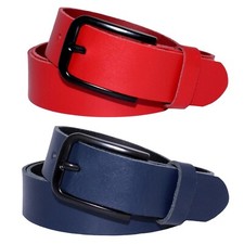 Gürtel Ledergürtel breit 3cm Herren Damen 100% Echt Leder Rot Blau Kürzbar Neu