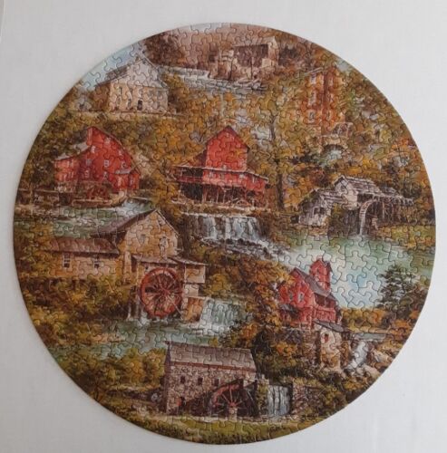 Vintage Springbok "Grist Mills" Circular Jigsaw Puzzle 500 Pc Round - 第 1/11 張圖片