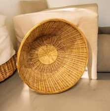 Round Handwoven Decorative Garden Vegetable Fruit Wicker Basket