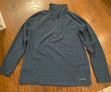 Eddie Bauer Green Fleece 1/4 Zip Pullover Sweater Mock Neck Women's Size L
