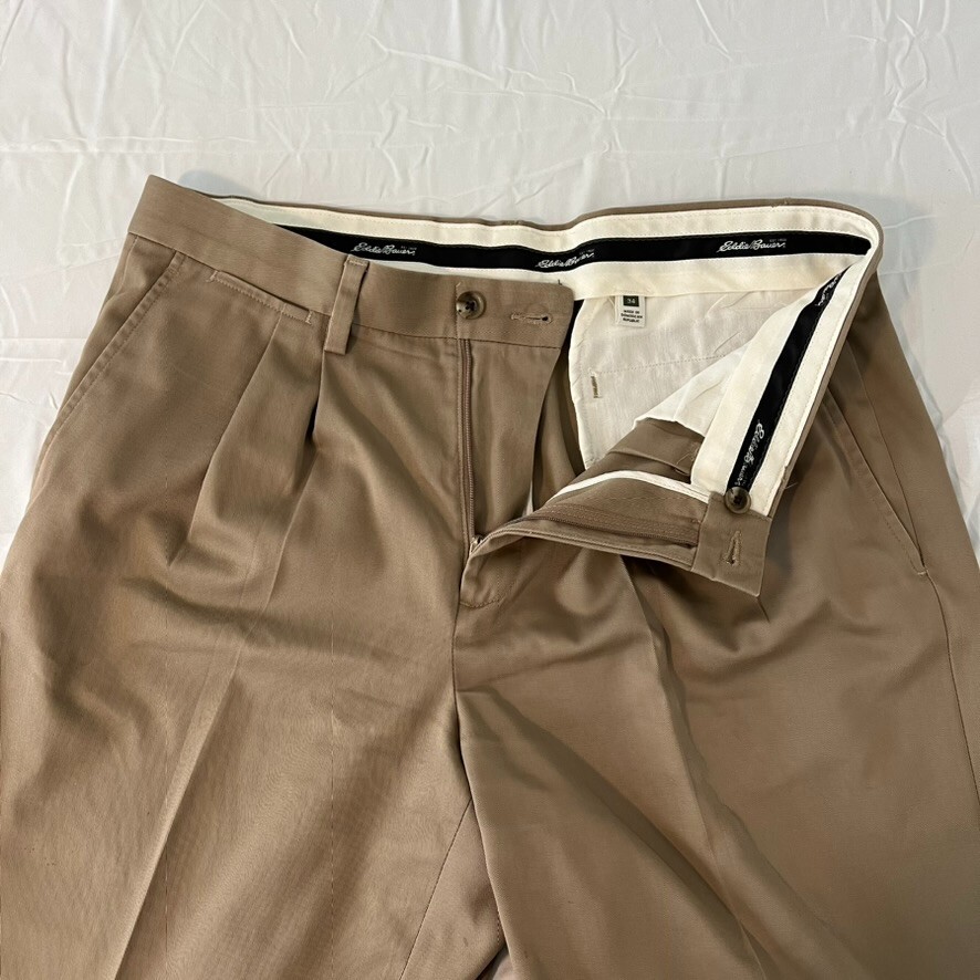 beige mens dress pants Slim Fit Solid Linen Blend Pant – Perry Ellis main image 1
