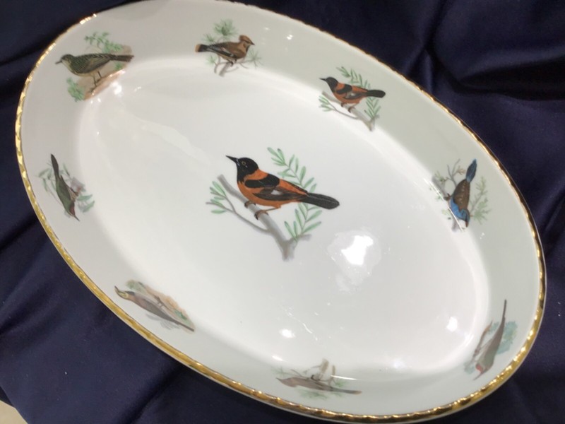LOUIS LOURIOUX le FAUNE fireproof OVENWARE 16” OVAL BAKER birds MADE IN FRANCE!