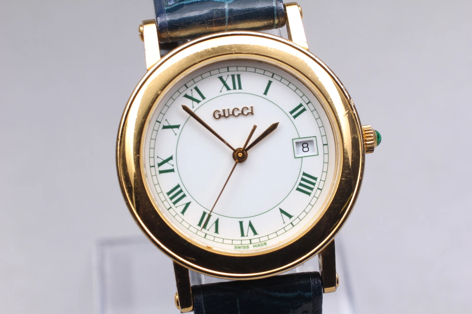 [Exc+5] Montre homme vintage GUCCI 7200M cadran blanc romain quartz du JAPON