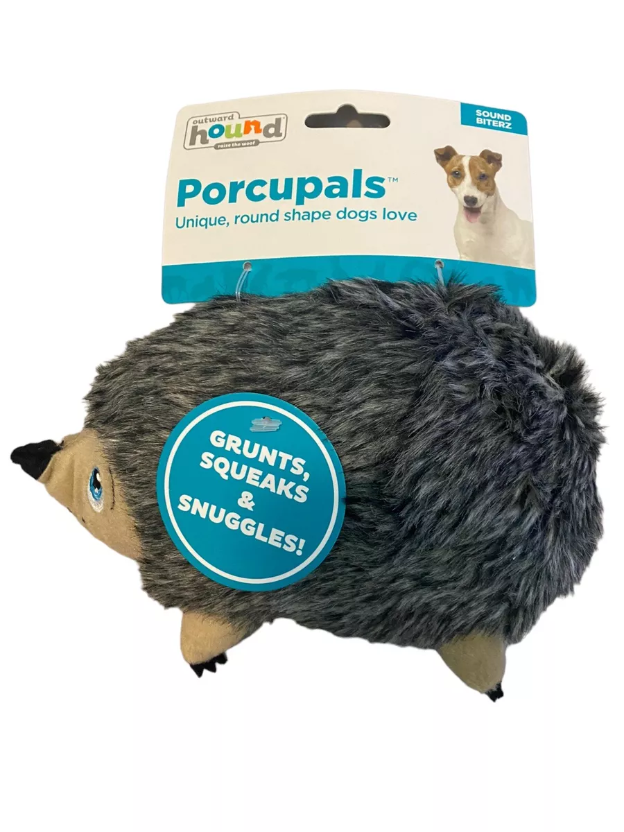 Outward Hound Porcupals Dog Toy Gray Squeaks And Sound Biterz