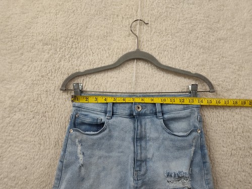 Wall Flower Girls Short 9 Blue Cotton Blend Distressed Regular Fit Roll Up Denim - Picture 7 of 20