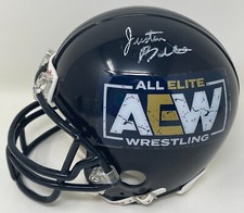 JUSTIN ROBERTS Signed AEW Mini Football HELMET ALL ELITE WRESTLING Announcer WWE
