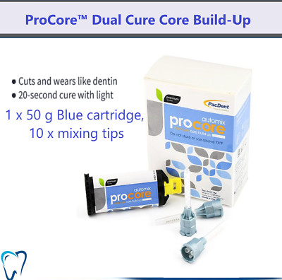 Dental Core Material PacDent Core Buildup ProCore Blue 1 x 50ml & 10 HP Mix Tips