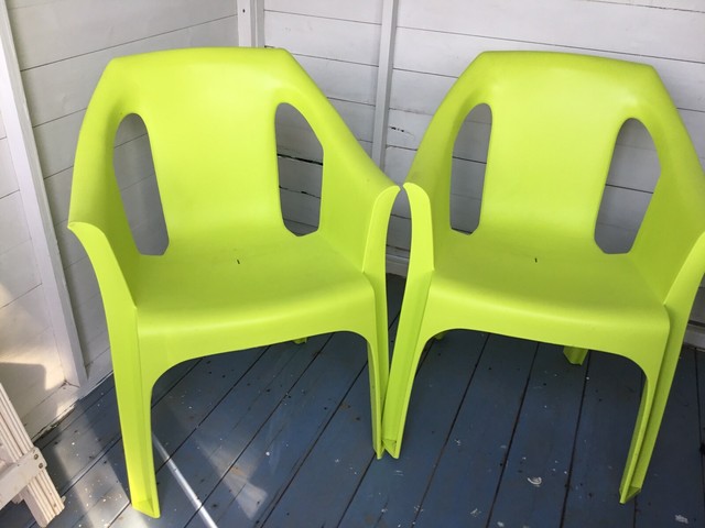 Garden Dining Chairs Resol Cool Outdoor Plastic Armchair Bbq Seating Green X4 For Sale Ebay