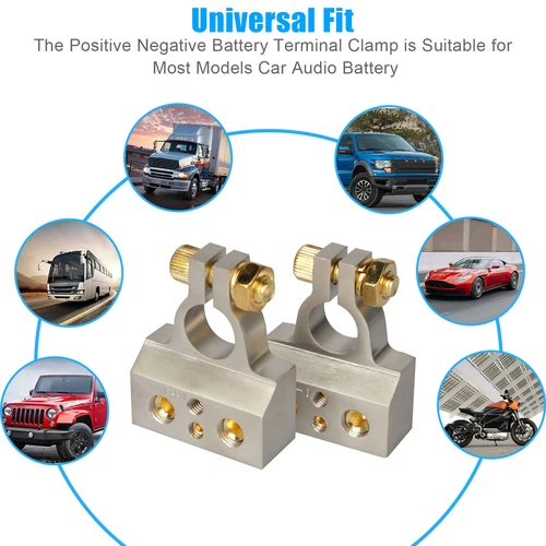 2 Autobatterie Klemme Verbinder Top Post Positiv Negativ Schwerlast Universal - Bild 7 von 10