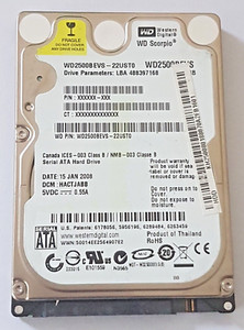 250 GB SATA Western Digital WD2500BEVS-22UST0 5400rpm 8MB HDD 2.5" Festplatte