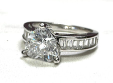 925 Sterling Silver Heart Cut Ring SW Elegant CZ Engagement or Promise Gift Sz 6