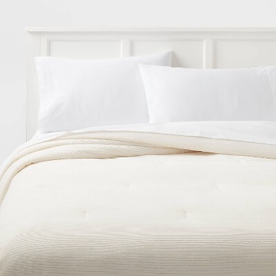 Twin/Twin Extra Long Corduroy Plush Comforter Ivory - Room Essentials