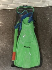 Dolfino Youth 4 Piece Neon Green Snorkel Set Backpack, Mask, Fins, & Snorkel