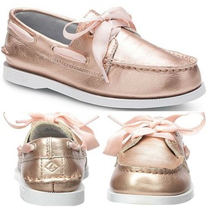 rose gold sperry boat shoes