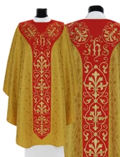 Gold/red Gothic Chasuble with stole G756GC16 Vestment Casulla Dorada/roja Casula