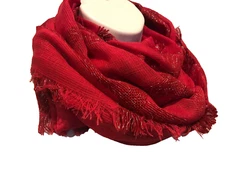 (NWT) Cejon Women's Red Lurex Check Scarf/Wrap ONE SIZE