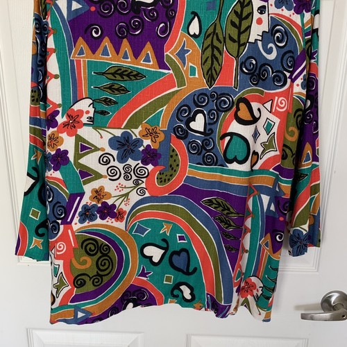 Couture Damen bunte Print Jacke Blazer Größe 2X Herzen Blumen Vintage USA - Bild 9 von 16