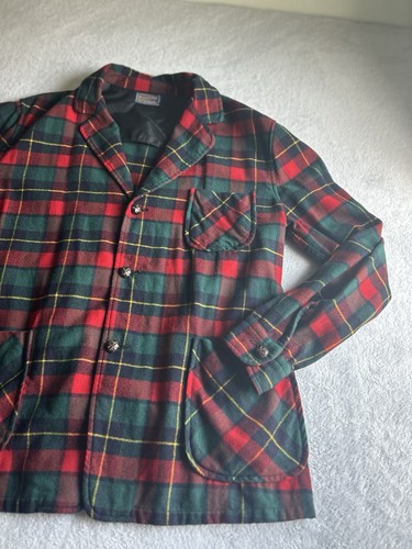 Vtg PENDLETON 1960s Red Tartan Plaid Wool Field Jacket Coat Hunting Chore USA XL - Bild 8 von 14