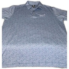 FootJoy Polo Shirt Mens Large Blue Floral Print Golf Performance Stretch