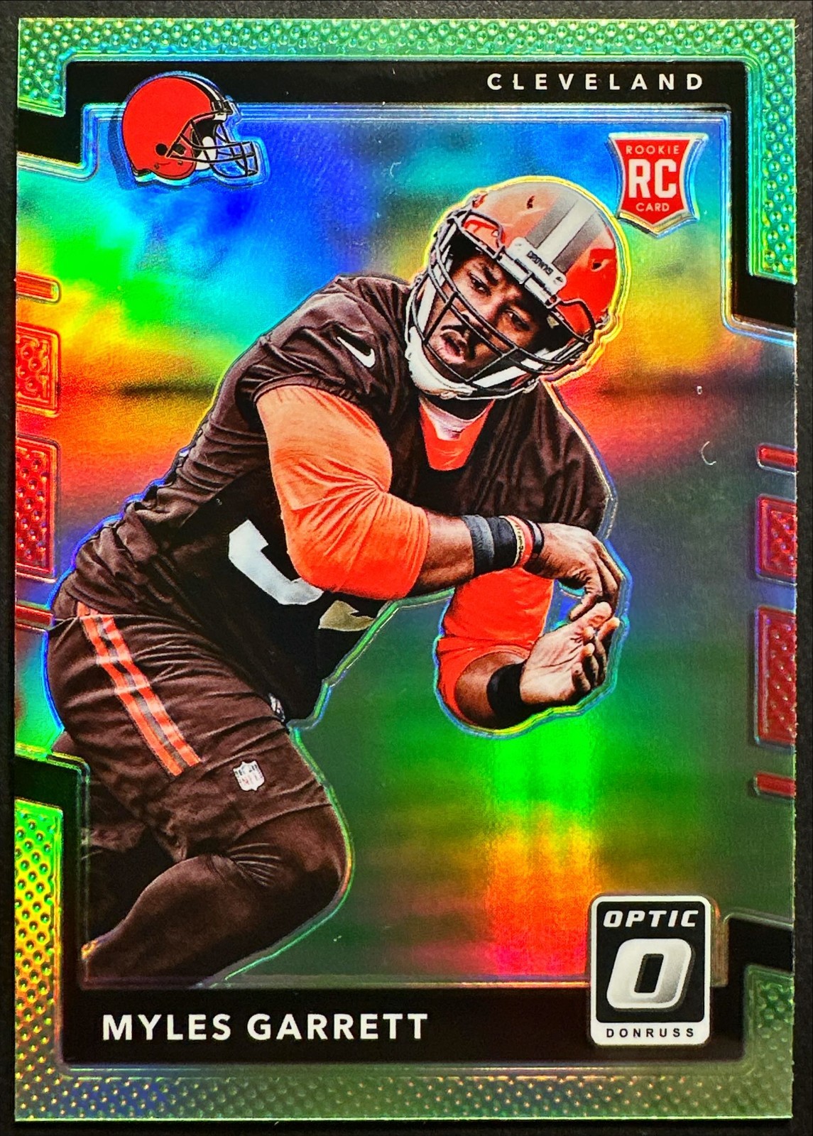 2017 Donruss Optic Myles Garrett Rookie Prizm Silver Holo Lime Green RC SP