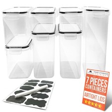 7pc Food Storage Containers Airtight Clip Lock Lids Kitchen Organiser BPA Free