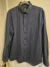 Men Savile Row London Black Shirt L Slim Fit cotton Long Sleeve Pinspot Printed