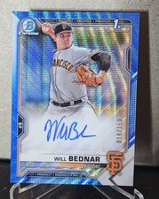 2021 Bowman Draft #CDA-WB Will Bednar Chrome Auto Blue Wave Refractor #/150