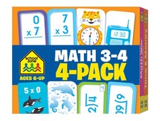 School Zone Math 3-4 4-Pack Flash Cards: 224 Cards, 3rd Grade, 4th Grade, Multip