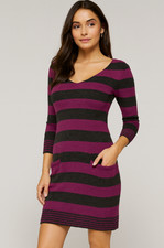 Express Sweater Mini Dress Womens XSmall Purple Stripe Wool Blend