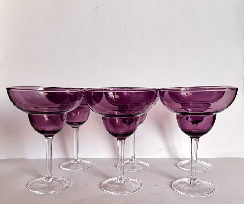 Amethyst Large 14 Ounce Margarita Glasses Set Of 6 Excellent Condition