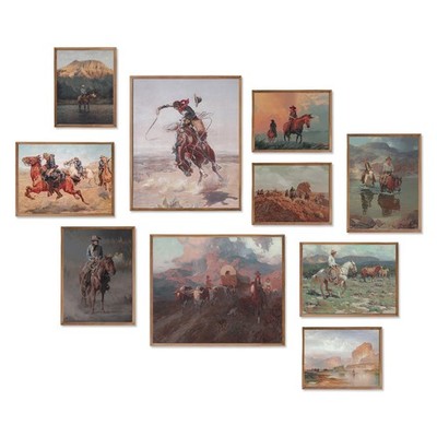 Western Cowboy Decor Wall Decor,Rustic Old Set of 10pcs, 