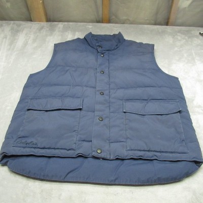 Cabelas Down Vest Mens Large Blue Insulated Sherpa Lined Winter Puff Outdoor VTG