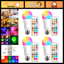 RGB Color Changing LED Light Bulbs 85W Equivalent, Dimmable, Remote Control, Pac