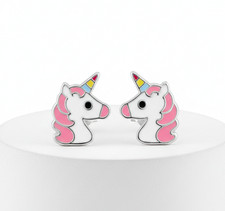 Silver Unicorn Ear Studs Earrings 925 Sterling Silver Unicorn Earrings Stud Ea