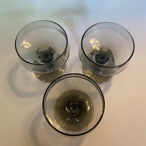 Vintage Libbey Smoky Gray Glasses Champagne Cocktail Coupe Sherbet MCM Set Of 3 - Picture 2 of 4