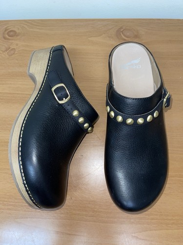 NEW Dansko Britton Tumbled Leather Black Mule Shoes US 10.5-11 EU 41 Barely Worn - Picture 4 of 11