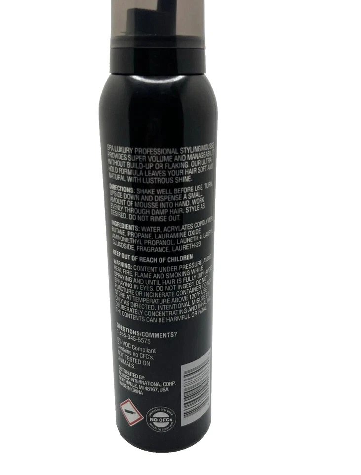 Mousse de peinado de lujo SPA Control corporal de volumen de retención adicional 6 oz 2 paquetes Foto 4 de 4