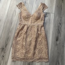 Jenny Yoo Collection Beckett Floral Lace Dress Champagne Metallic Gold 6