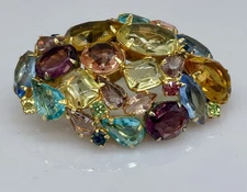 Vintage Juliana Style Brooch Pin Pastel Fruit Salad Domed Prong Set Multi Shape