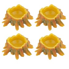 4 Pcs Spider Small Water Bowl, Mini Resin Dish for Tarantula Scorpion Yellow