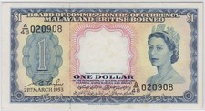 Malaya & British Borneo 1953 1 dollar PMG CU63 Queen Elizabeth II