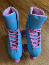 Goupsky Roller Skates Womens Sz 6 Blue Pink Retro High Top Quad Indoor Outdoor