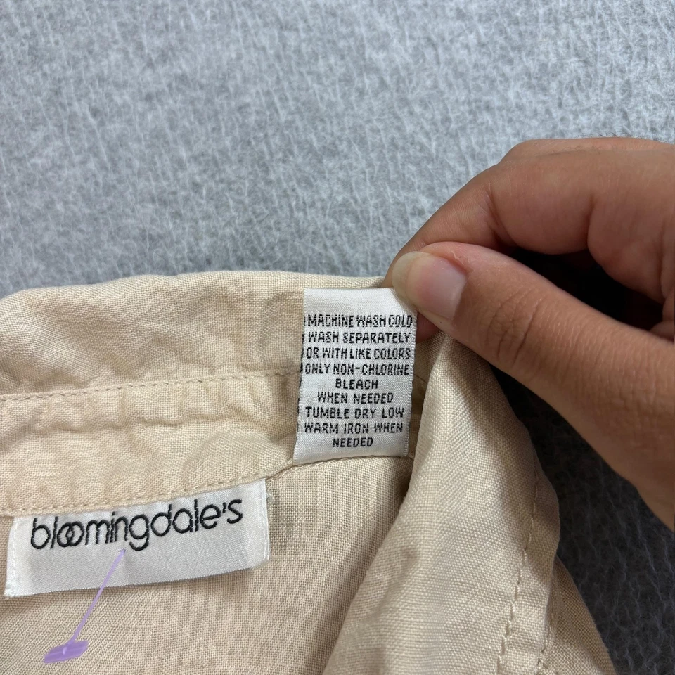 Camisa De Colección Bloomingdales Lino Para Mujer 2XL Beige Plisada Academia Boho Cápsula Foto 4 de 4